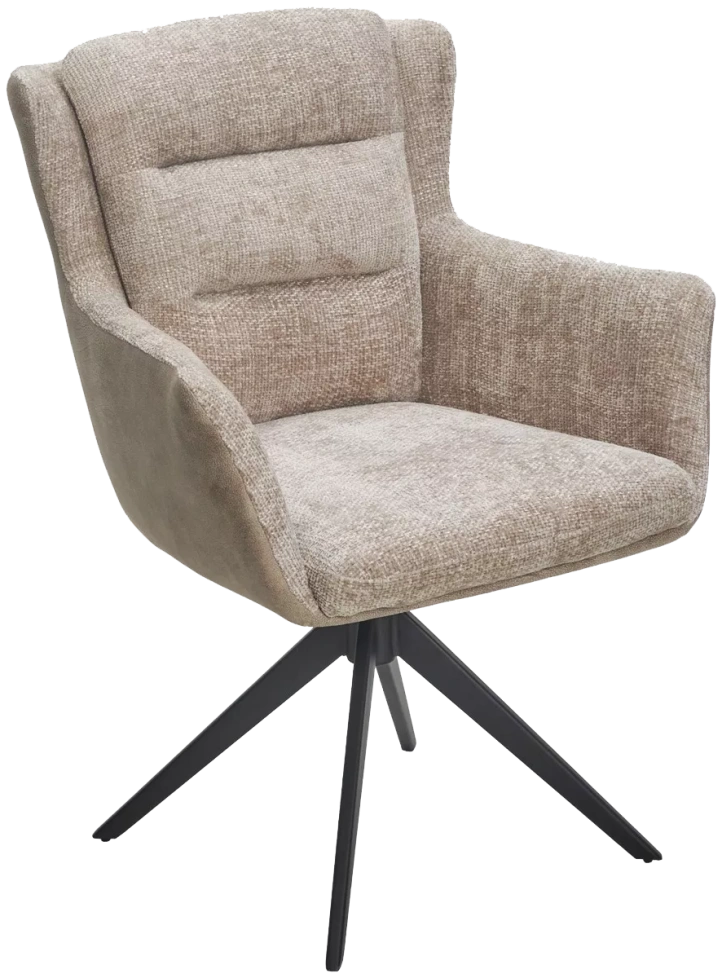 Стул Garland, мягкий, поворотный, Haga-30 бежевый, Gino-101 бежевый, ткань, черный каркас