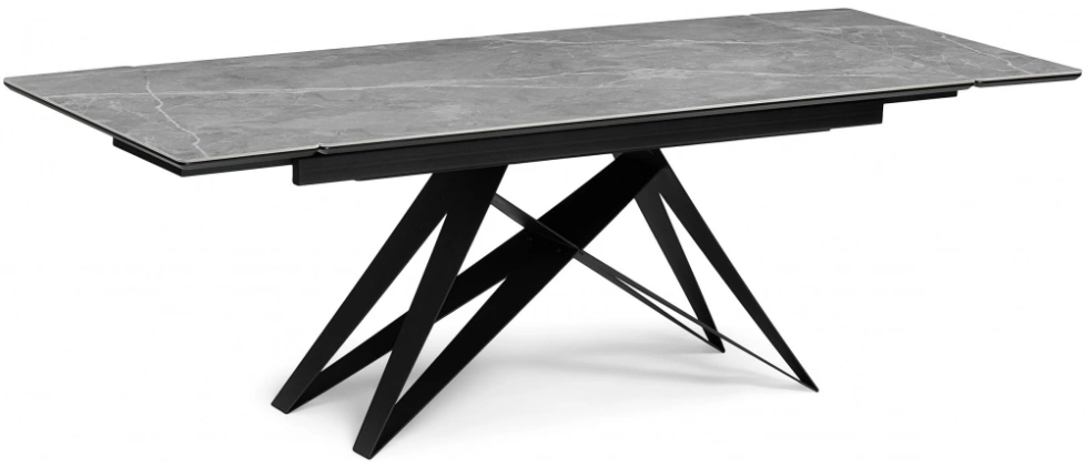 Обеденный стол раздвижной Блэкберн, 160(220)х89, керамика, серый мрамор / черный