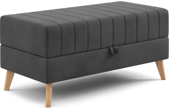 Банкетка Норд, мягкая, с ящиком, ткань альба темно-серый