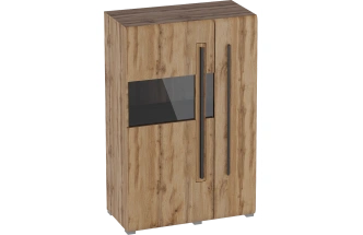 Шкаф-витрина двухдверный Ницца, с полками, дуб вотан