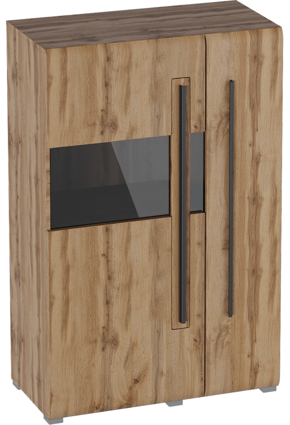 Шкаф-витрина двухдверный Ницца, с полками, дуб вотан