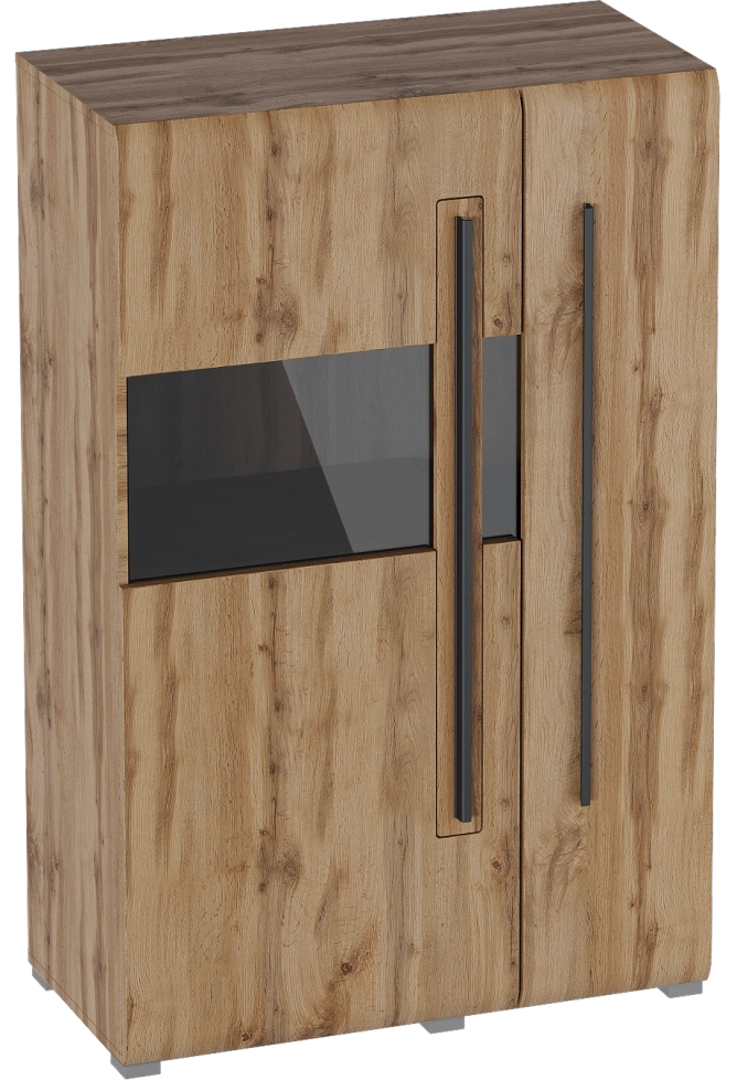 Шкаф-витрина двухдверный Ницца, с полками, дуб вотан