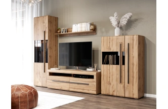 Шкаф-витрина двухдверный Ницца, с полками, дуб вотан