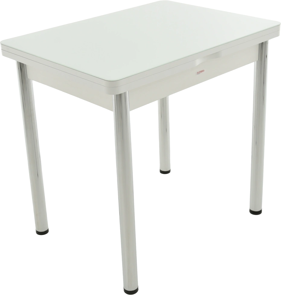 Кухонный стол Бари, белый, стекло, каркас хром 