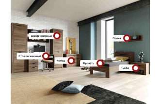 Гарнитур для молодёжной комнаты Соренто, композиция 3, дуб стирлинг