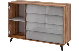 Комод в спальню Онтарио, 4 ящика, Дуб Барокко / Серый глянец