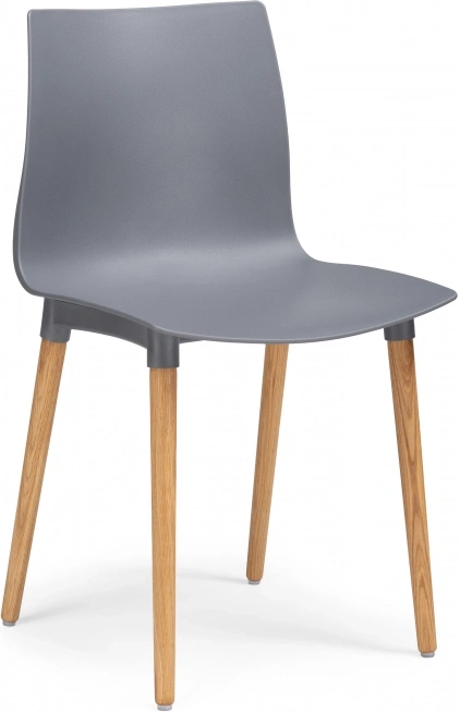 Пластиковый стул Кобе, пластик серый / массив дуба