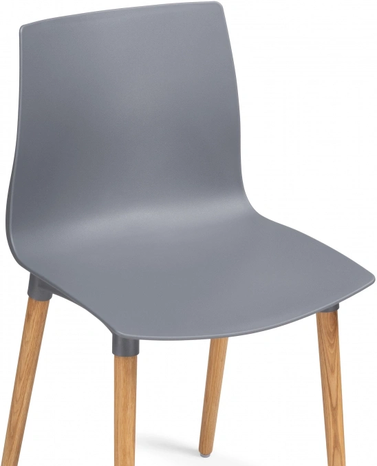 Пластиковый стул Кобе, пластик серый / массив дуба