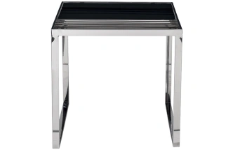 Журнальный стол 13RX-50330, 55x55x55, закаленное стекло, черный / серебро