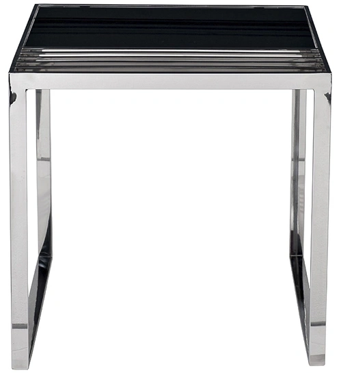 Журнальный стол 13RX-50330, 55x55x55, закаленное стекло, черный / серебро