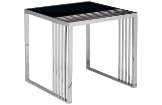 Журнальный стол 13RX-50330, 55x55x55, закаленное стекло, черный / серебро