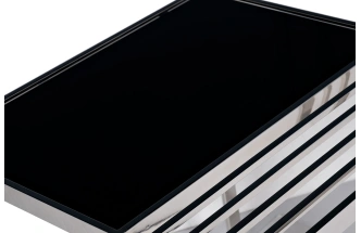 Журнальный стол 13RX-50330, 55x55x55, закаленное стекло, черный / серебро