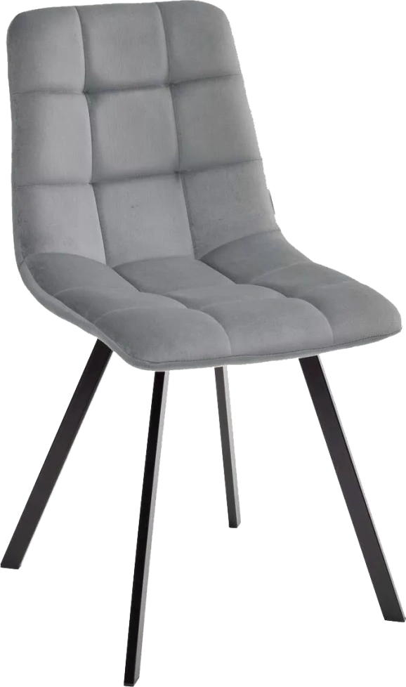 Стул Ричи, мягкий, H-14 серый, велюр, черный каркас