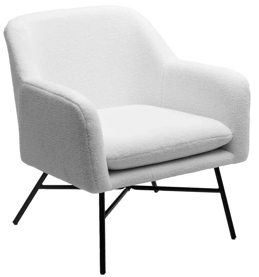 Стул-кресло Sheep, Nini-01 Белый, teddy, черный каркас