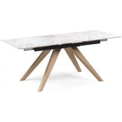  Обеденный раздвижной стол Морсби, 140(200)x80x80, керамика, statuario cara / дуб монтана