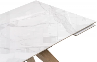  Обеденный раздвижной стол Морсби, 140(200)x80x80, керамика, statuario cara / дуб монтана