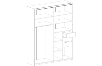 Шкаф-купе двухдверный с обрамлением Глазго, 190x65x235, с полками, металл бруклин / таксония