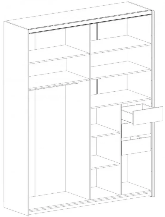 Шкаф-купе двухдверный с обрамлением Глазго, 190x65x235, с полками, металл бруклин / таксония