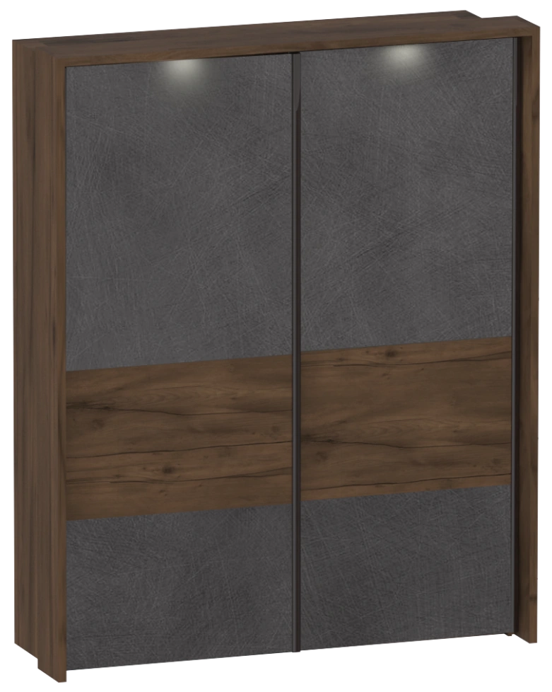 Шкаф-купе двухдверный с обрамлением Глазго, 190x65x235, с полками, металл бруклин / таксония