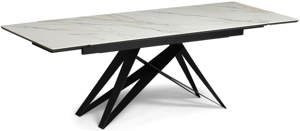Обеденный стол раздвижной Блэкберн, 160(220)х89, керамика, белый / черный