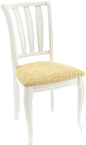 Стул Кабриоль, деревянный с жесткой спинкой, андрис вензель 160 бежевый, жаккард, каркас эмаль белая