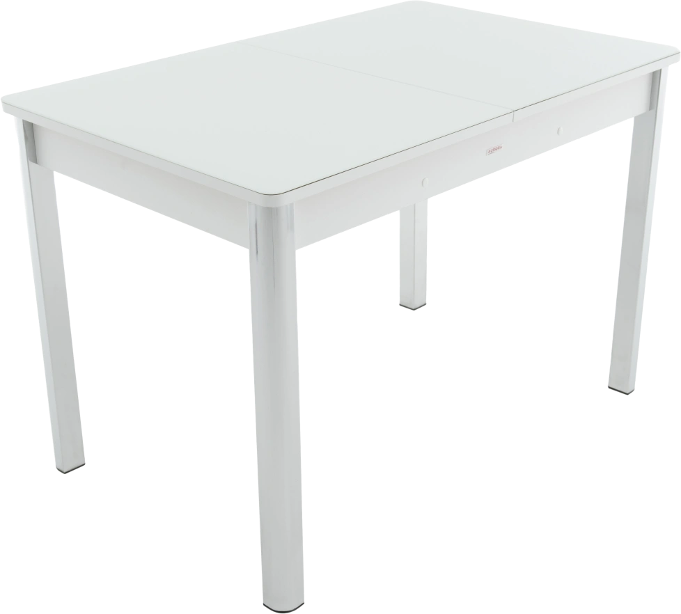 Кухонный стол Гамбург, белый, стекло СВ, каркас хром
