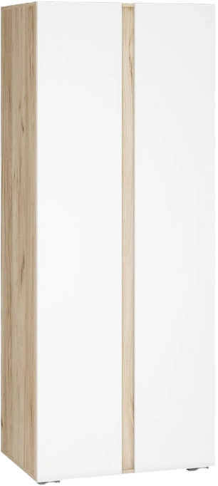 Шкаф двухдверный Алетра, распашной для одежды, дуб крафт серый / глянец белый