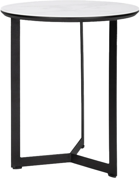 Журнальный стол Роб D-450, стекло, мрамор белый, каркас черный