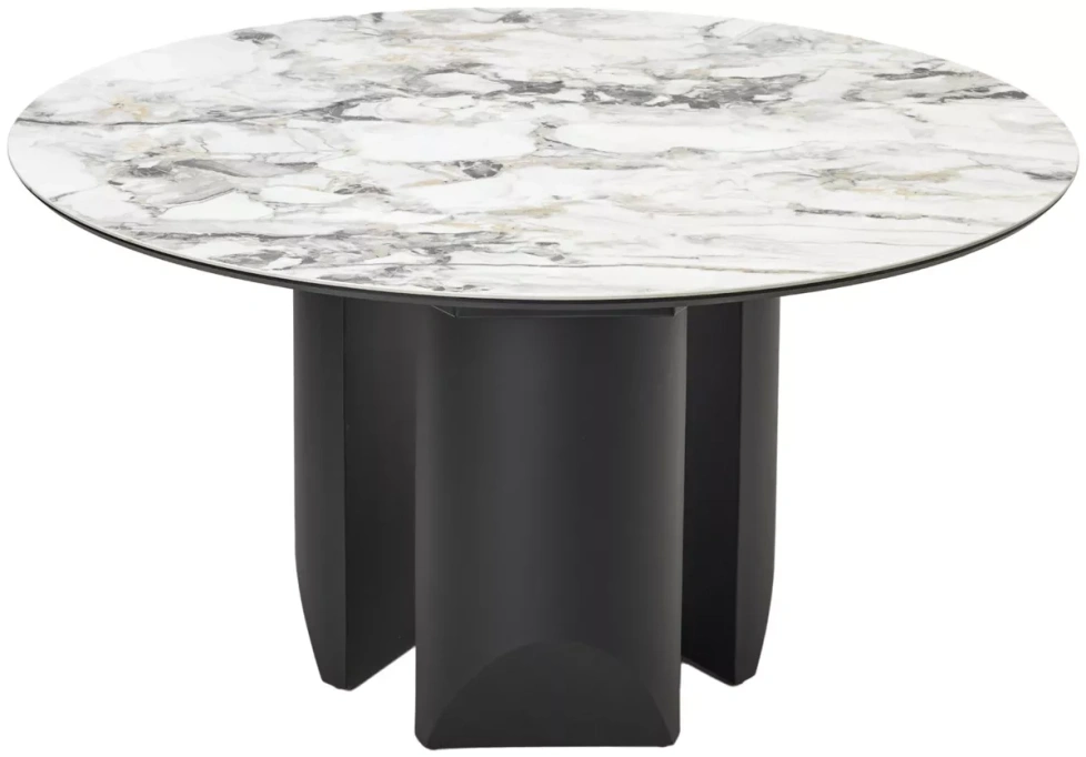 Кухонный стол Колизей 140, Artic Ocean, керамика, белый мрамор / черный каркас