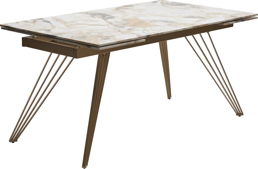 Кухонный стол раздвижной Acerra New 160, Gloss Grand Jade Solid Ceramic, каркас цвета шампань