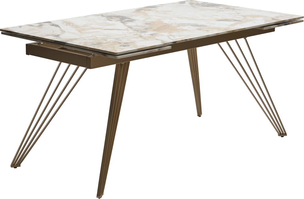 Кухонный стол раздвижной Acerra New 160, Gloss Grand Jade Solid Ceramic, каркас цвета шампань