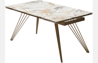 Кухонный стол раздвижной Acerra New 160, Gloss Grand Jade Solid Ceramic, каркас цвета шампань