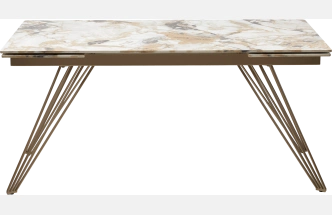 Кухонный стол раздвижной Acerra New 160, Gloss Grand Jade Solid Ceramic, каркас цвета шампань