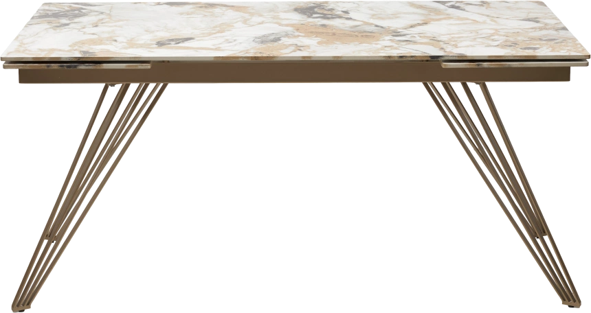 Кухонный стол раздвижной Acerra New 160, Gloss Grand Jade Solid Ceramic, каркас цвета шампань