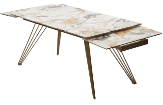 Кухонный стол раздвижной Acerra New 160, Gloss Grand Jade Solid Ceramic, каркас цвета шампань