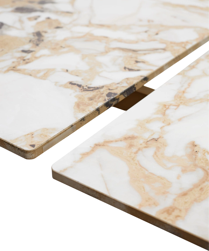 Кухонный стол раздвижной Acerra New 160, Gloss Grand Jade Solid Ceramic, каркас цвета шампань