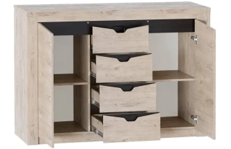 Тумба Соренто, с полками и четырьмя ящиками, дуб бонифаций