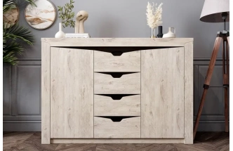 Тумба Соренто, с полками и четырьмя ящиками, дуб бонифаций