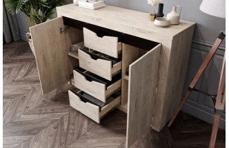 Тумба Соренто, с полками и четырьмя ящиками, дуб бонифаций