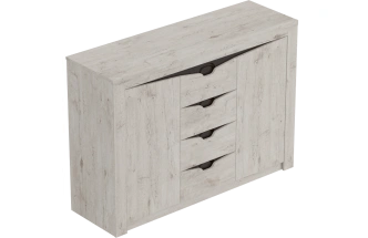 Тумба Соренто, с полками и четырьмя ящиками, дуб бонифаций