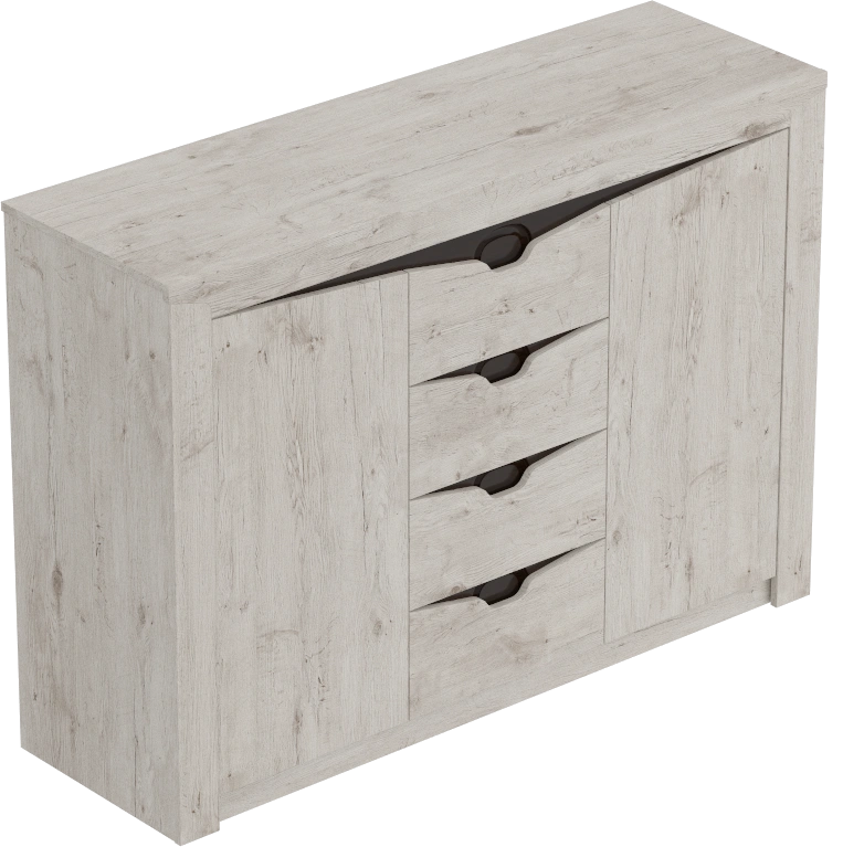 Тумба Соренто, с полками и четырьмя ящиками, дуб бонифаций