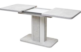 Кухонный стол раздвижной Stork 120, Белый бетон, Белый