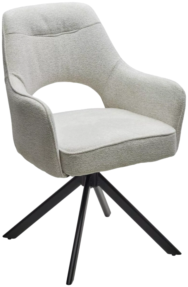 Стул Guara, мягкий, поворотный, бежево-белый Raven 22, черный каркас