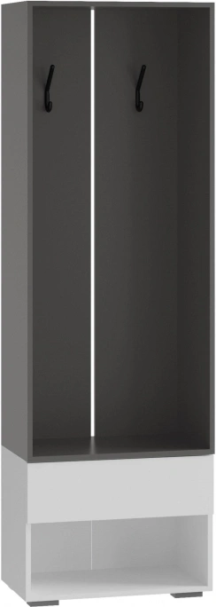 Готовая прихожая Роут, узкая, белый / графит