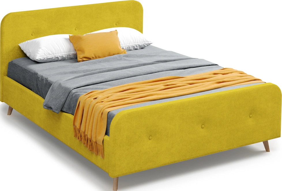 Кровать Сиерра 160, мягкая, двуспальная, торонто горчица