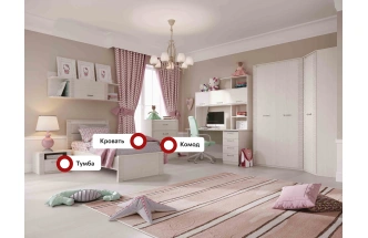 Гарнитур для молодёжной комнаты Элана, композиция 1, бодега белая
