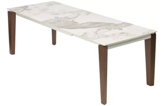 Обеденный раздвижной стол Esmir 160, Gloss Luxury Pandora Solid Ceramic, орех