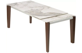 Обеденный раздвижной стол Esmir 160, Gloss Luxury Pandora Solid Ceramic, орех