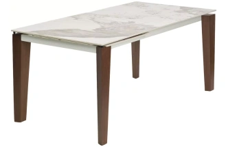 Обеденный раздвижной стол Esmir 160, Gloss Luxury Pandora Solid Ceramic, орех