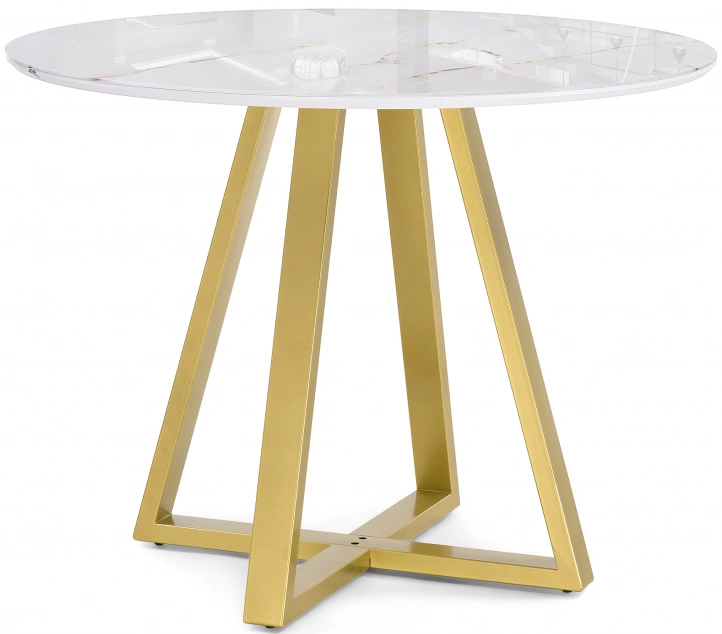 Кухонный стол Норфолк, 100x100x78, стекло, золото